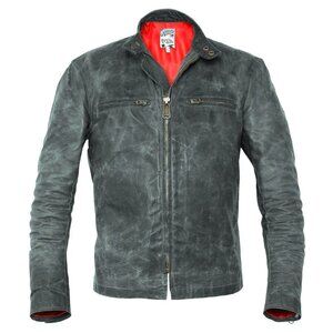 Johnson Motors dry wax heavy canvas cafe racer jacket. VERY RARE. NWT